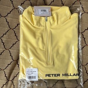 Peter Millar Perth Melange Quarter Zip.  NEW! Medium. Yellow (Clada)
